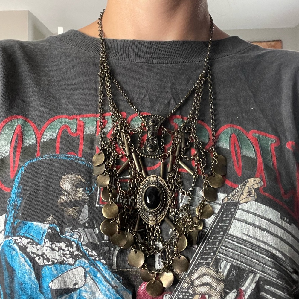 Antiqued Brass Statement Necklace